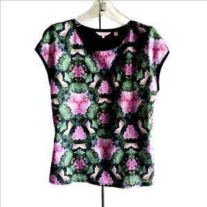 Ted Baker London Black Floral Mirror-Print Short Sleeve Tee